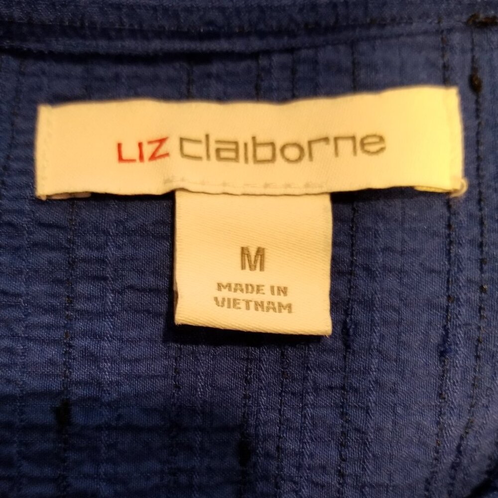 Liz Claiborne Women Medium Blue Black 3/4 Sleeve Business Work Casual Dressy - Picture 5 of 6